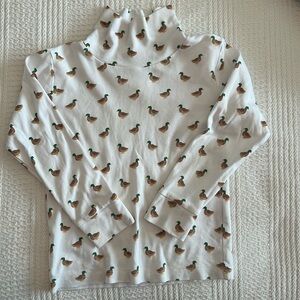 Little English Striped Turtleneck - Duck Print